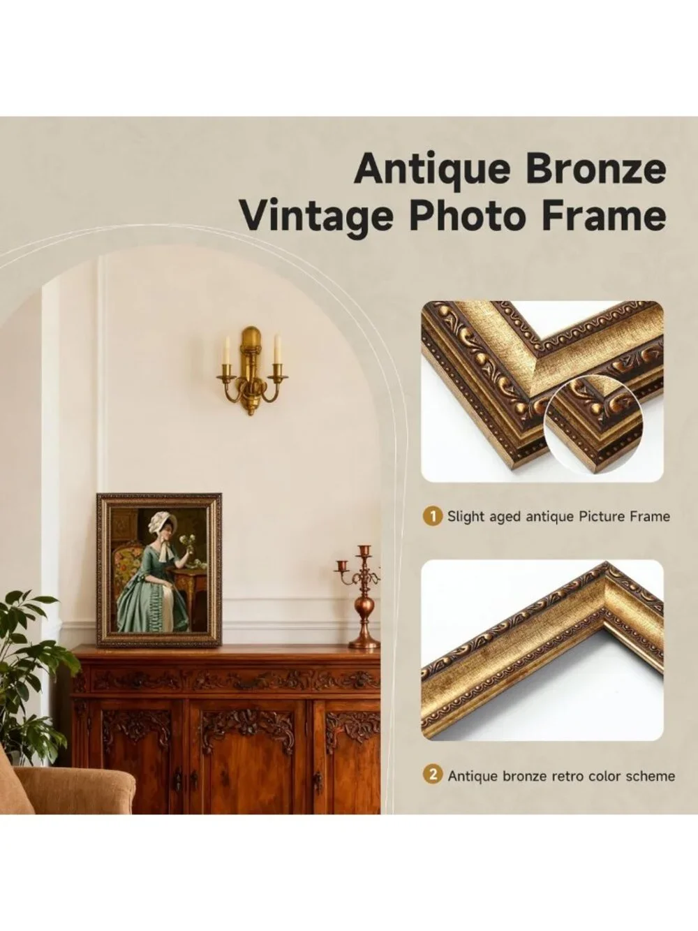 Vintage Gold Picture Frames 11x14 Matted to 8x10 - Set of 4 Decorative Frames